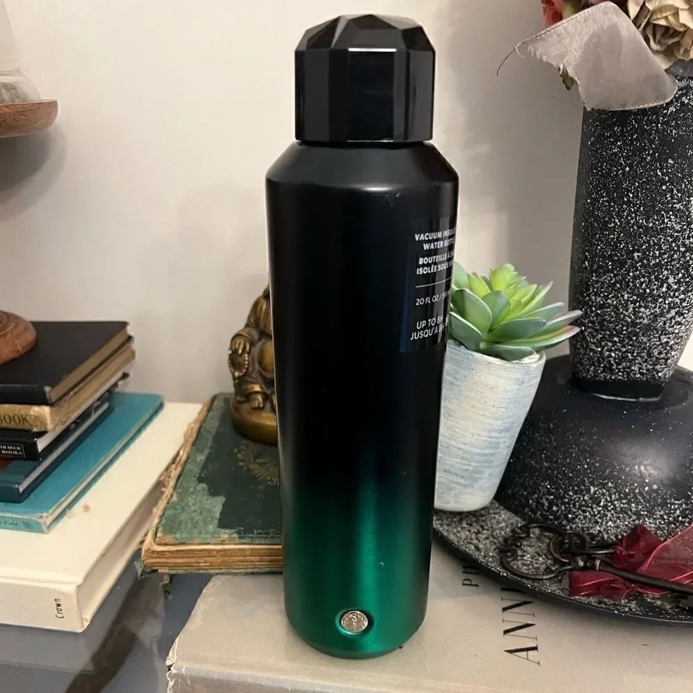 New Starbucks Emerald Green and Black Ombre Stainless Steel Diamond water bottle